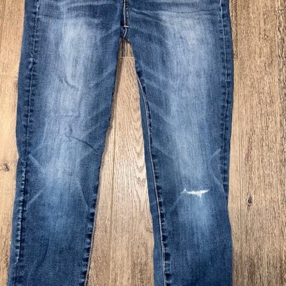 American Eagle Distressed Super Stretch Hi Rise Jegging Womens Sz 4 Blue EUC - Picture 2 of 7